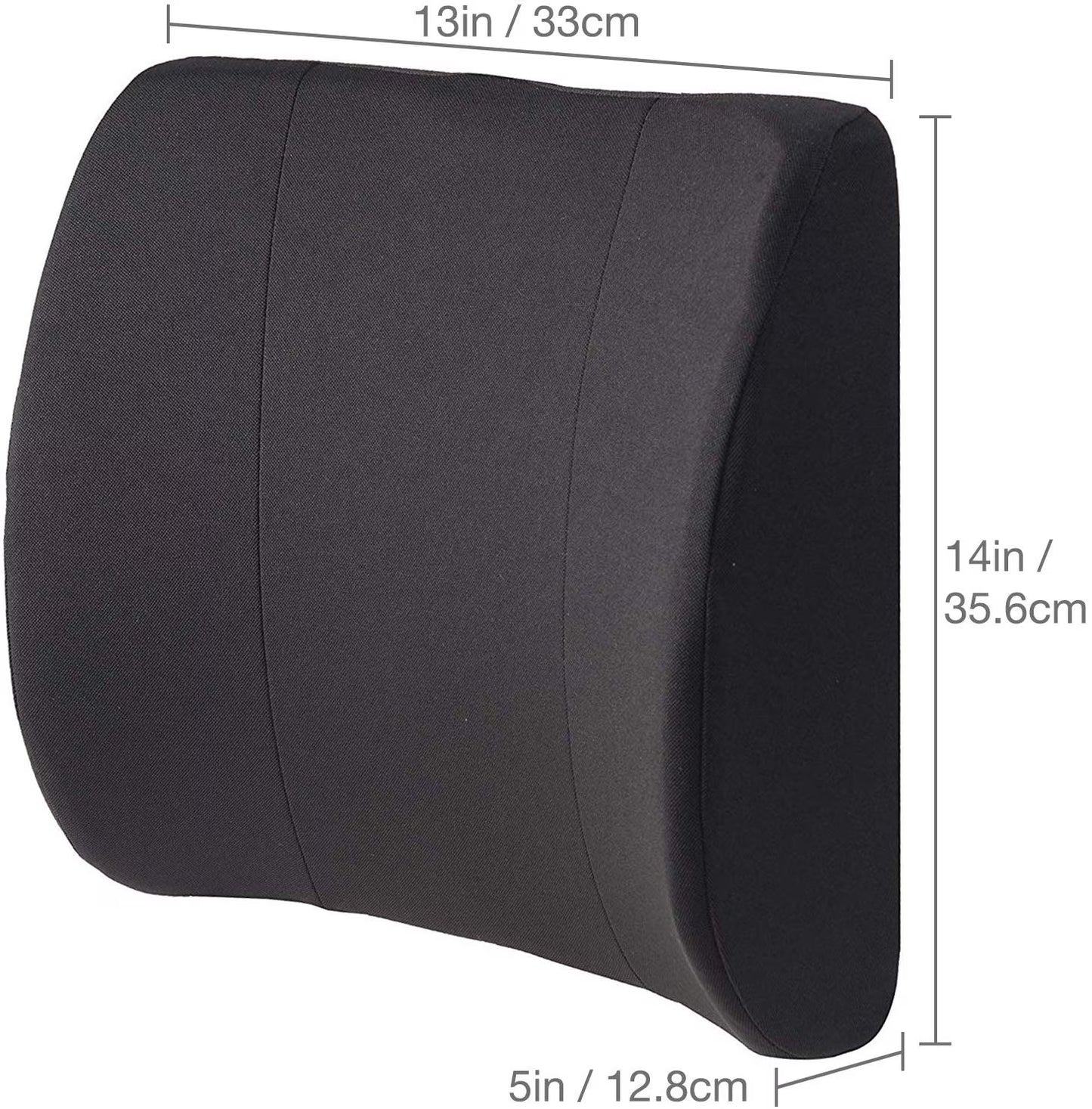 Lumbar Support Pillow for Chair to Assist with Back Support with Removable Washable Cover and Firm Insert to Ease Lower Back Pain While Improving Posture, 14 X 13 X 5, Contoured Foam, Elite, Black