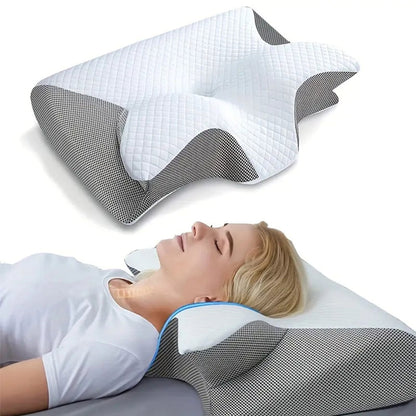 Cervical Pillow for Neck Pain Relief, Contour Memory Foam, Ergonomic Orthopedic Neck Support Pillow for Side, Back & Stomach Sleepers with Breathable Pillowcase Queen Size