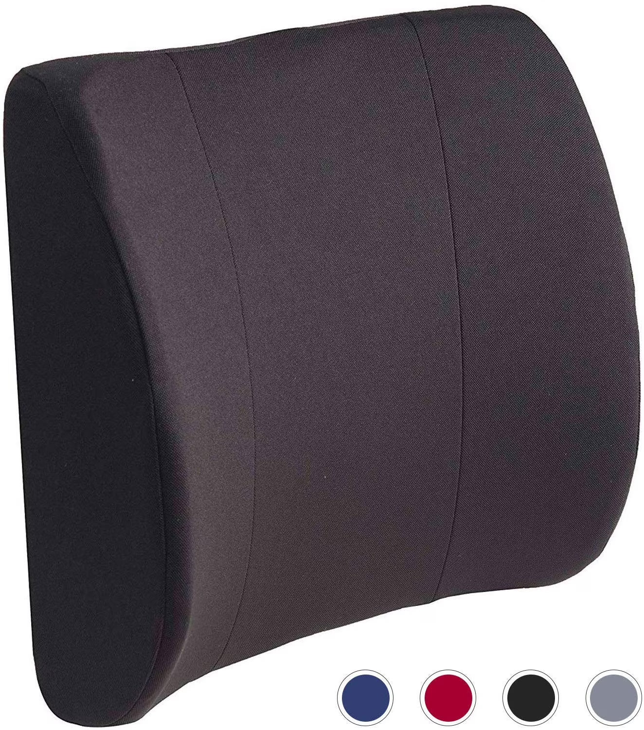 Lumbar Support Pillow for Chair to Assist with Back Support with Removable Washable Cover and Firm Insert to Ease Lower Back Pain While Improving Posture, 14 X 13 X 5, Contoured Foam, Elite, Black