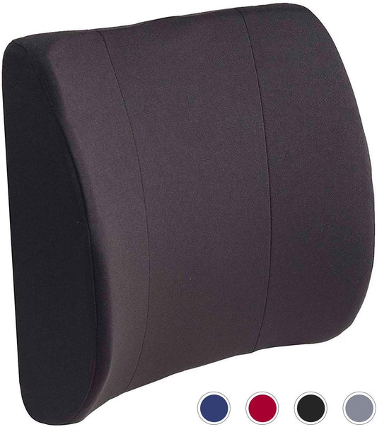 Lumbar Support Pillow for Chair to Assist with Back Support with Removable Washable Cover and Firm Insert to Ease Lower Back Pain While Improving Posture, 14 X 13 X 5, Contoured Foam, Elite, Black